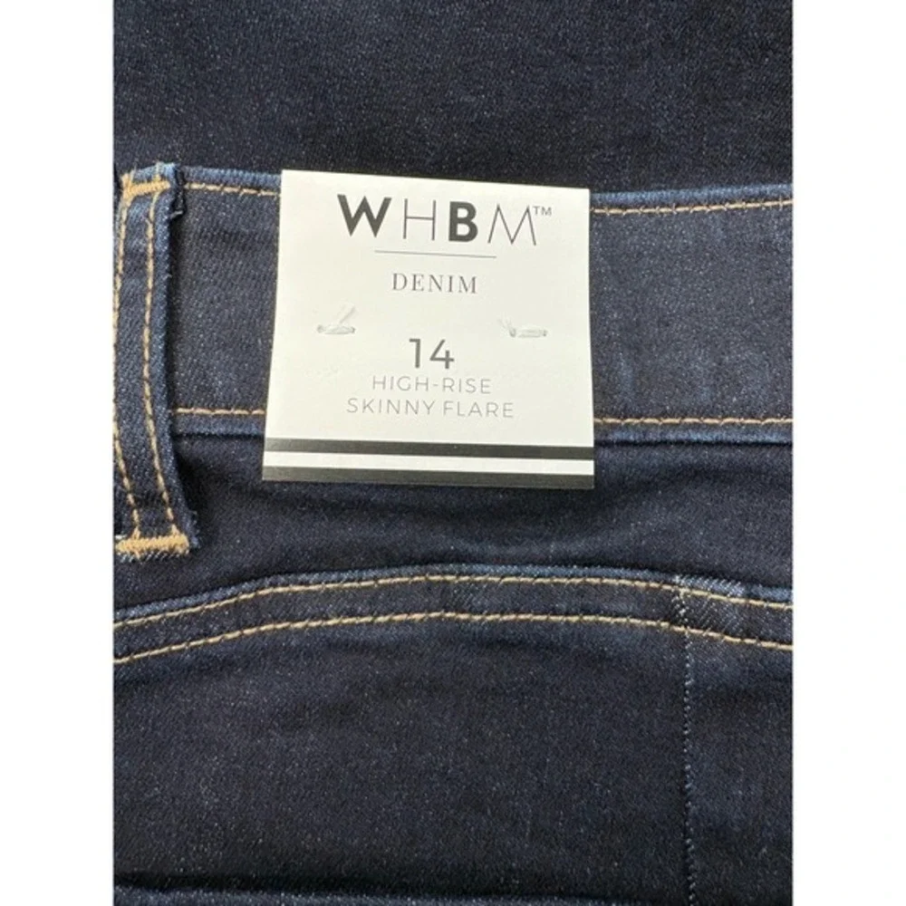 White House Black Market Outlet Skinny Flare Jeans Women 14R Blue Midnight Rinse